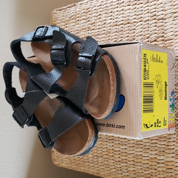 Birkenstock Birki's Montego Leather Sandal Backstrap Black 6 35 36 - Picture 1 of 14
